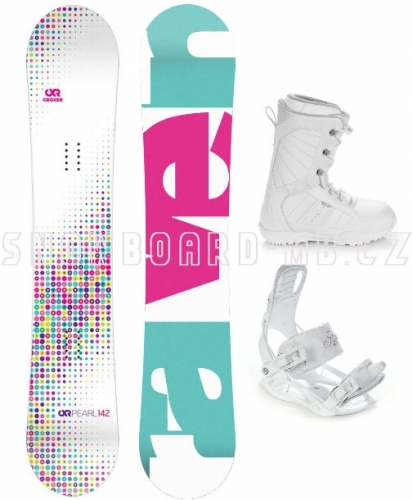 Dívčí snowboardový set včetně bot Raven Pearl white - AKCE1
