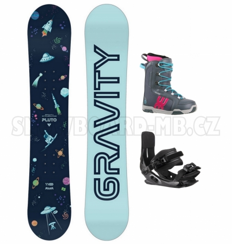 Dětský dívčí snowboard komplet Gravity Pluto s vázáním a botami1