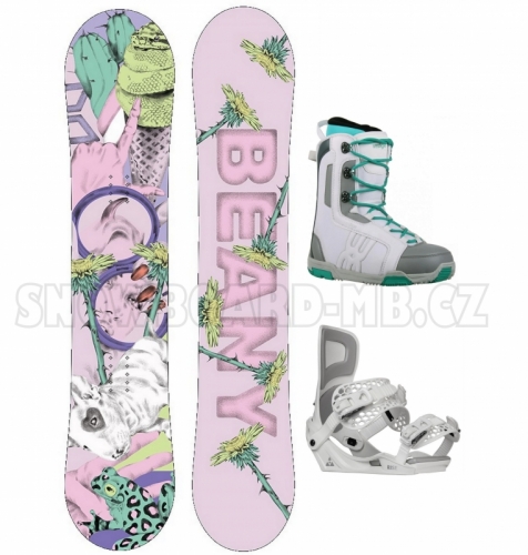 Dětský dívčí snowboardový set Beany Love růžový a bílé boty1