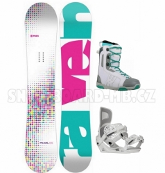 Junior snowboard komplet dívčí Raven Pearl s bílými botami a vázáním